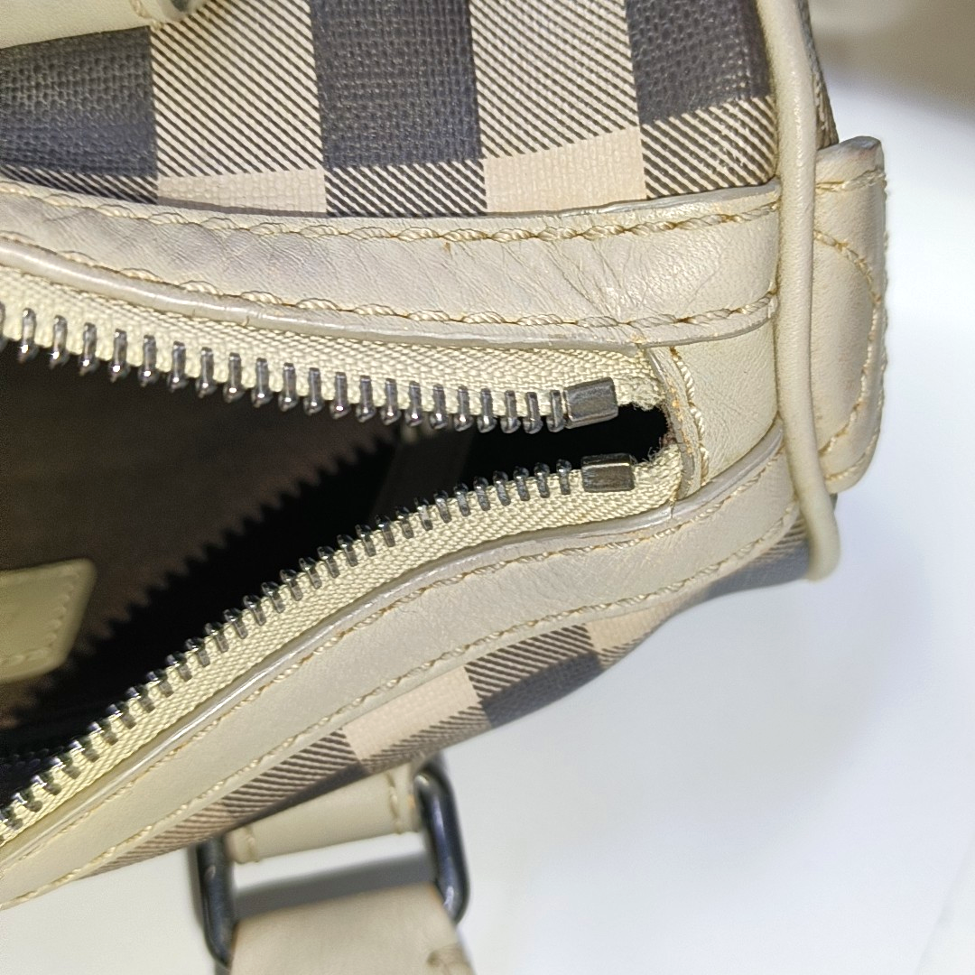 BURBERRY Gray coated canvas handbag, crossbody bag Silver Hardware-(SKU)-945698087