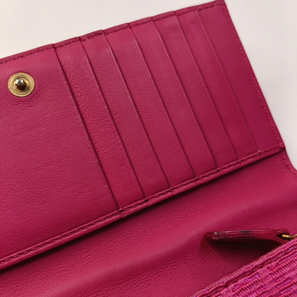 DIOR Fuchsia Fabric Wallet Golden hardware-(SKU)-959328044