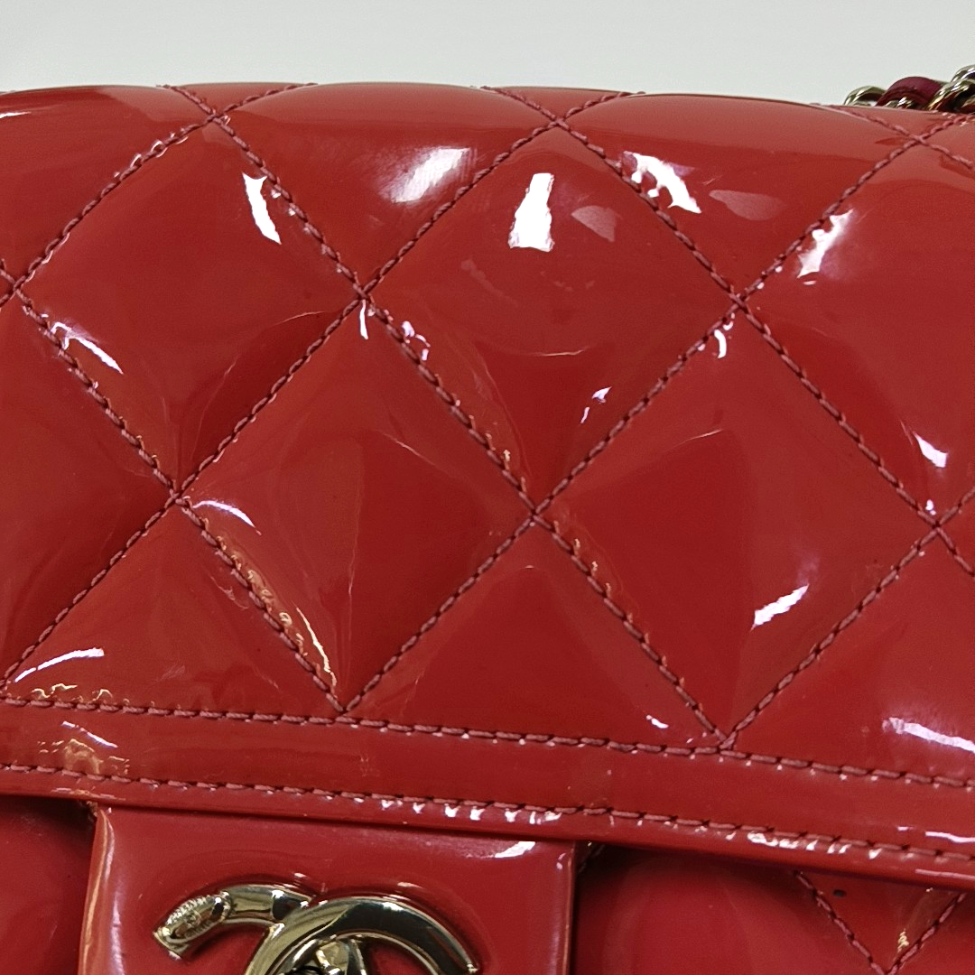 CHANEL CLASSIC FLAP Pink Patent Leather Quilted Shoulder Bag Tote Crossbody with Detachable Strap-(SKU)-955718315