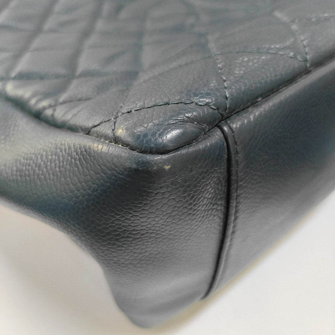 CHANEL CHANEL GST Large Blue Calfskin Quilted Matelassé Shoulder Bag Silver Hardware 17 Clasp-(SKU)-966451937