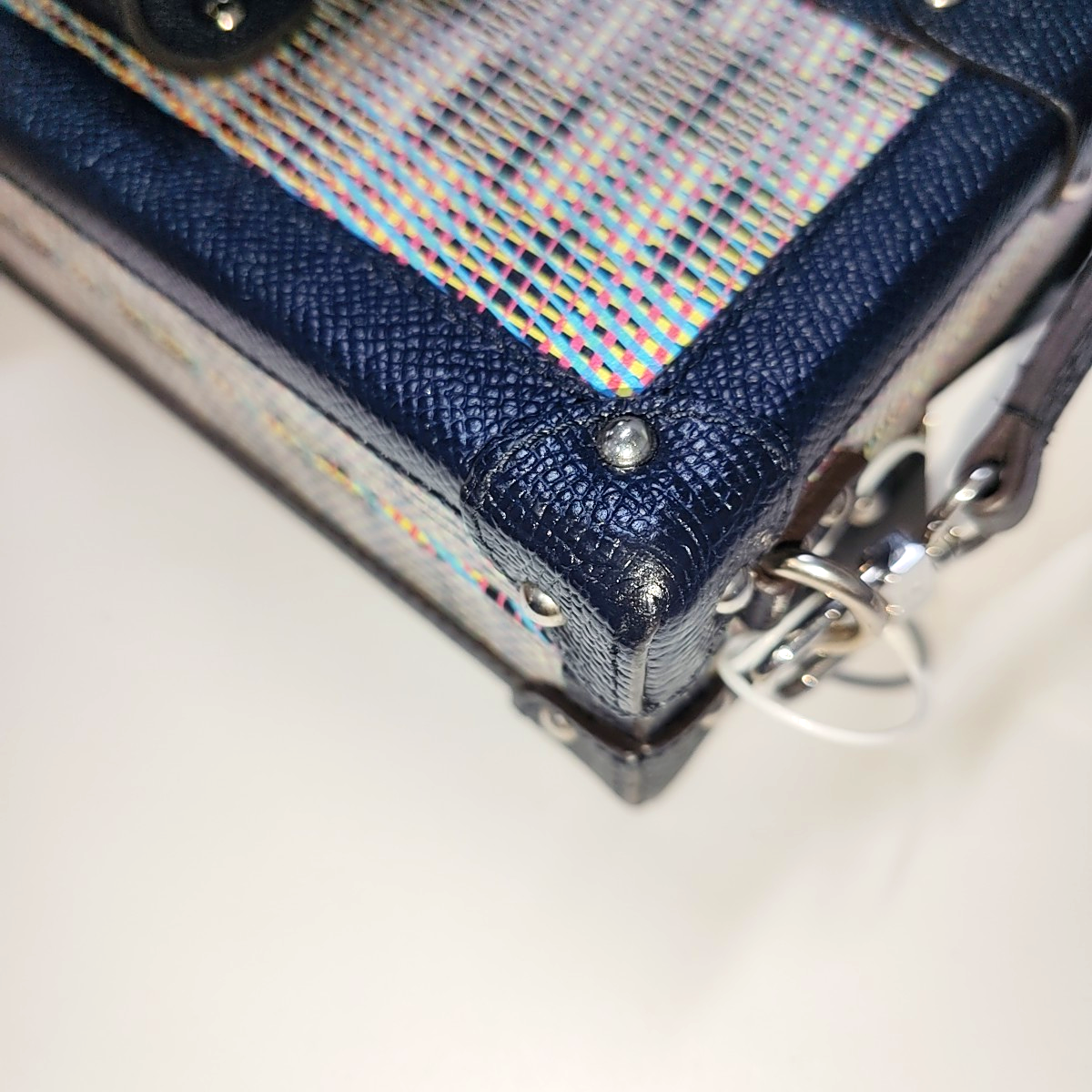 LOUIS VUITTON PETITE MALLE Gray Leather Printed Crossbody Shoulder Bag Silver Hardware Removable Strap-(SKU)-945960647