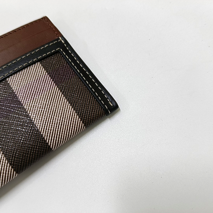 BURBERRY Brown Coated Canvas Card Holder-(SKU)-956007782