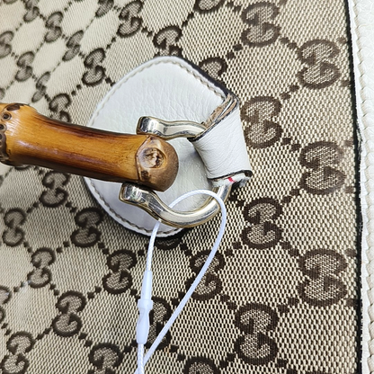 GUCCI Bamboo 1947 Brown canvas monogram bamboo bag handbag Golden hardware-(SKU)-957532877