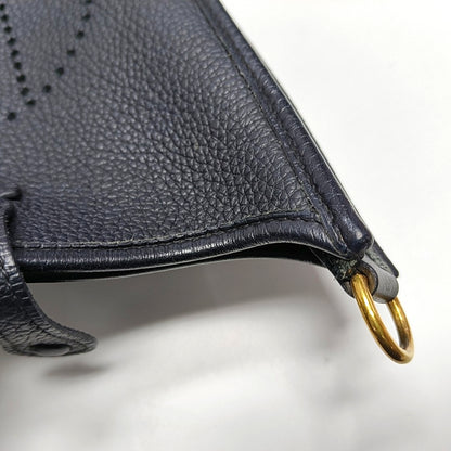 HERMÈS Evelyne TPM Black Clemence Leather Open Evelyne Single Shoulder Bag Crossbody Y Detachable Strap-(SKU)-971141819