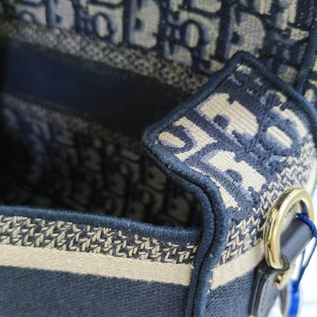 DIOR Diorcamp small size deep blue canvas with Monogram embossed pattern shoulder bag, crossbody bag, handbag with gold hardware and detachable strap-(SKU)-968753549