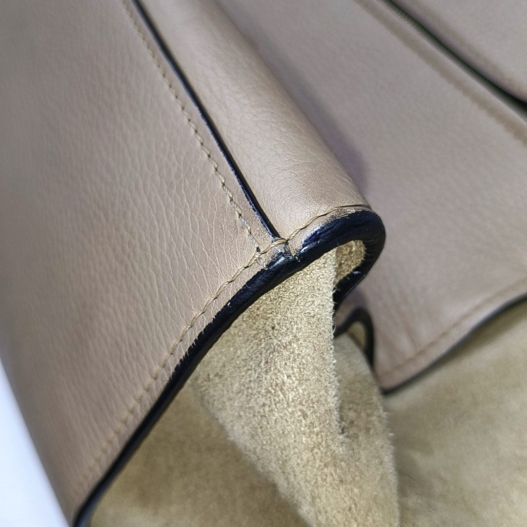 CELINE TRAPEZE Medium size Khaki Cowhide Hammock Bag, Shoulder Bag, Handbag Golden hardware Removable shoulder strap-(SKU)-952129891