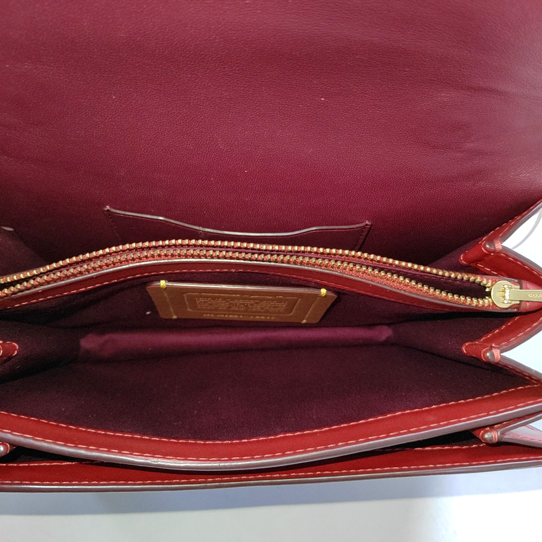 COACH Brown Coated Canvas Monogram Printed Crossbody Shoulder Tote Bag Single Shoulder Tote Bag Golden hardware Removable shoulder strap-(SKU)-940146721