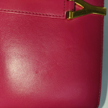 YSL Fuchsia Leather Wallet Golden hardware-(SKU)-935677489