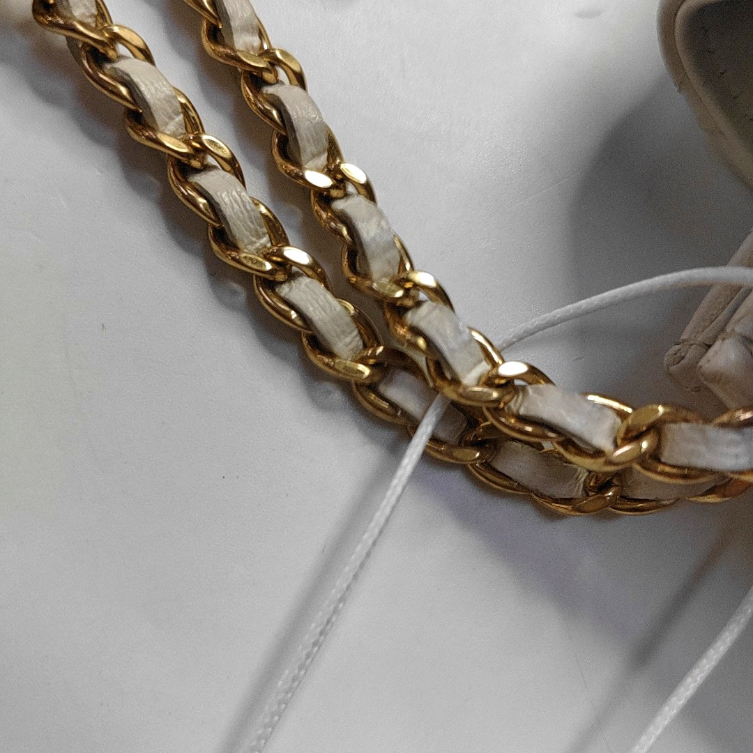 CHANEL WOC White Lamb Skin Quilted Monogram Shoulder Bag Crossbody with Gold Hardware-(SKU)-968492386