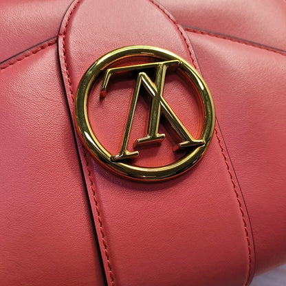 LOUIS VUITTON PONT 9 Red Calfskin Shoulder Bag Handbag Golden Hardware-(SKU)-966331663
