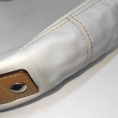 COACH White Leather Single Shoulder Bag Handbag Silver Hardware-(SKU)-935403278
