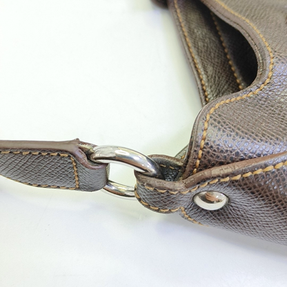 FERRAGAMO Deep brown cowhide single shoulder bag Silver Hardware-(SKU)-944080501