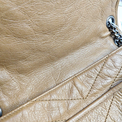 YSL NIKI Medium Brown Leather Single-Shoulder Bag with Silver Hardware-(SKU)-966916847