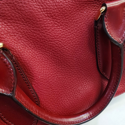 BURBERRY Red Leather Fringe Shoulder Bag Golden hardware-(SKU)-947960659