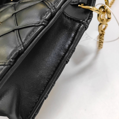 LOUIS VUITTON GO-14 Black Lamb Leather Quilted Shoulder Bag Handbag with Detachable Strap-(SKU)-950080865