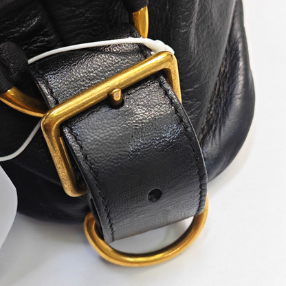 YSL MUSE Black Leather Studs Braided Handbag Shoulder Bag Golden hardware Removable shoulder strap-(SKU)-947588322