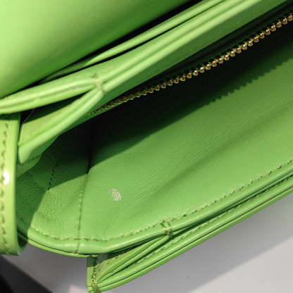 CELINE TRIOMPHE Small Green Calfskin Quilted Crossbody Shoulder Bag Golden Hardware-(SKU)-952956931