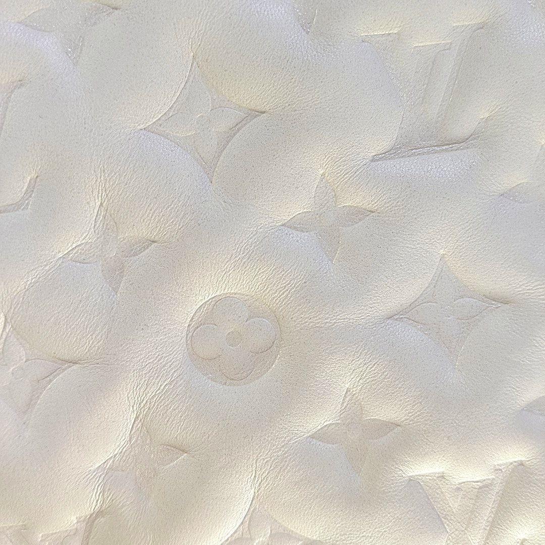 LOUIS VUITTON COUSSIN Small White Lamb Skin Embossed Crossbody Shoulder Bag Gold Hardware 2 Removable Straps-(SKU)-969252517