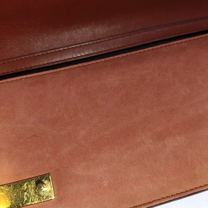 GUCCI Brick Red Cowhide Crossbody Bag Golden hardware Removable shoulder strap-(SKU)-935412398