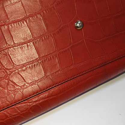 MCM Red Leather Textured Tote Bag Silver Hardware-(SKU)-933876328