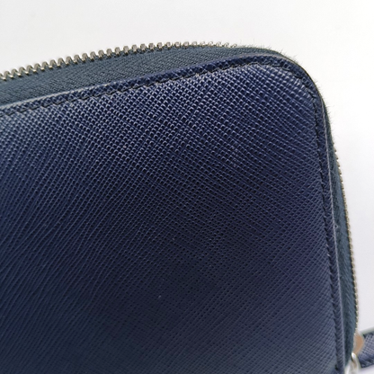 PRADA Large size Blue Calfskin Cross Grain Handbag Silver Hardware-(SKU)-956354094