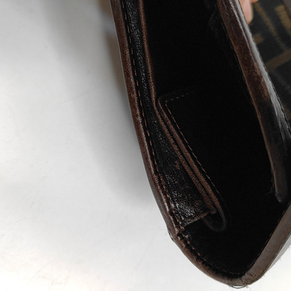 FENDI 棕色帆布双F钱包-(SKU)-960315050