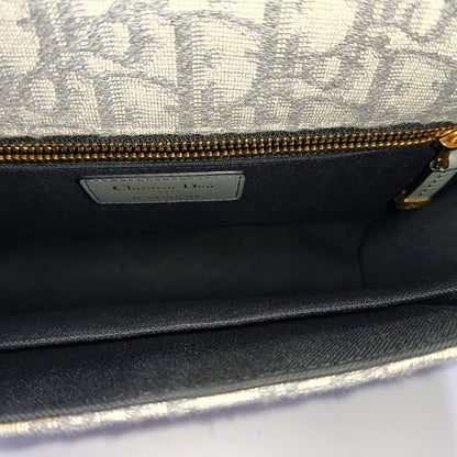 DIOR 30 Montaigne Light Gray Canvas Monogram Embroidered Montaigne Bag Crossbody Shoulder Bag Gold Hardware Removable Strap-(SKU)-968741552