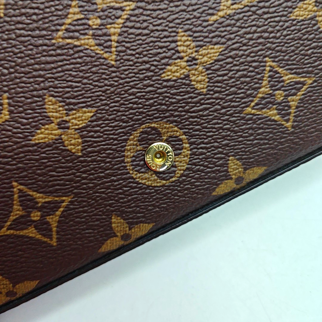 LOUIS VUITTON FÉLICIE, brown coated canvas monogram printed shoulder bag, handbag, crossbody bag with golden hardware and removable shoulder strap-(SKU)-959803046