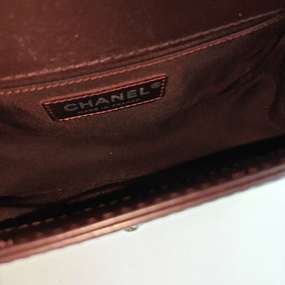 CHANEL BOY CHANEL Small Burgundy Calfskin Quilted Shoulder Bag Tote Crossbody Bag with Detachable Strap Rhodium Hardware 21 Compartments-(SKU)-965756203