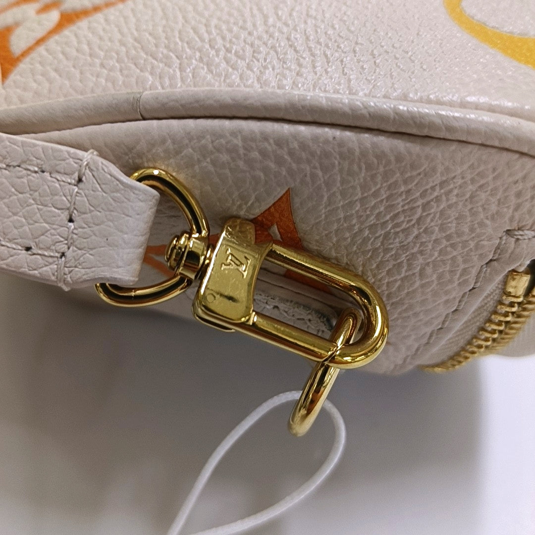 LOUIS VUITTON GRADIENT Mini Beige Leather Monogram Vernis Crossbody Shoulder Bag Hobo Bag with Gold Hardware and 2 Detachable Straps-(SKU)-967336179