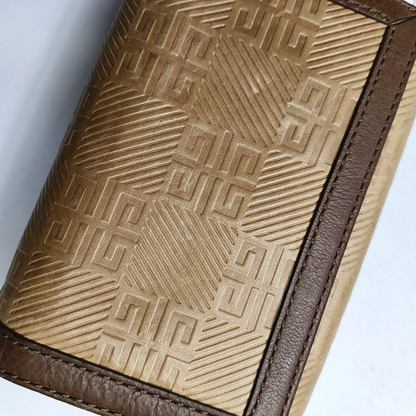GIVENCHY Brown Leather Embossed Wallet Golden hardware-(SKU)-949930539