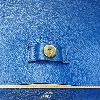 Chloé Clare Blue Cow Leather Crossbody Shoulder Bag with Shoulder Strap Golden hardware Removable shoulder strap-(SKU)-956245121