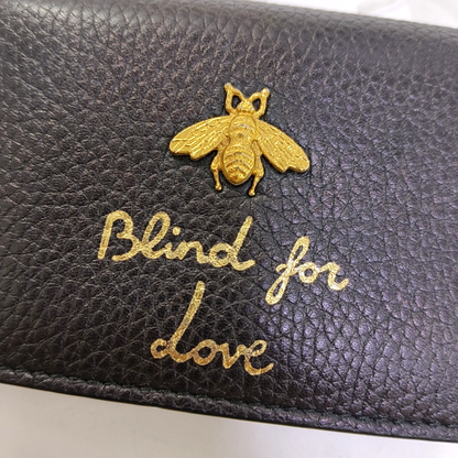 GUCCI Animalier Black Leather Printed Wallet Golden hardware-(SKU)-959022609