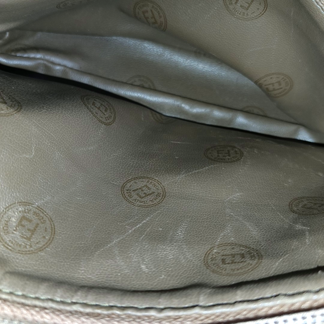 FENDI 棕色涂层帆布双F斜挎包 Silver Hardware-(SKU)-948081952