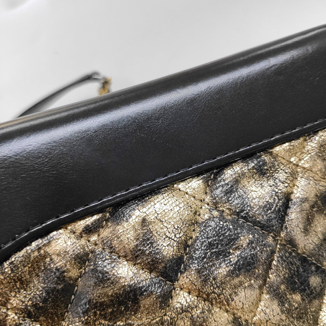 CHANEL GABRIELLE Small Gold Lamb Skin Quilted Bag with Detachable Strap, Gold and Ruthenium Hardware, 26 Clasp-(SKU)-967131887
