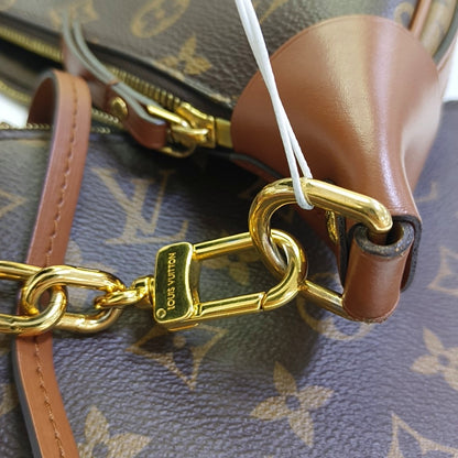 LOUIS VUITTON LOOP HOBO Brown Coated Canvas Monogram Crossbody Bag Tote Bag Shoulder Bag with Gold Hardware, Detachable Shoulder Straps, and 2 Pockets-(SKU)-968690429