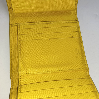 PRADA Yellow Cowhide Cross Grain Wallet Golden hardware-(SKU)-938135493