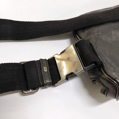 GUCCI GG Imprime Black涂层帆布老花腰包腰包/胸包 Silver Hardware-(SKU)-953665955