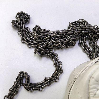 CHANEL 2.55 White Calfskin Quilted Crossbody Shoulder Bag Palladium Hardware 25 Flap-(SKU)-951553361