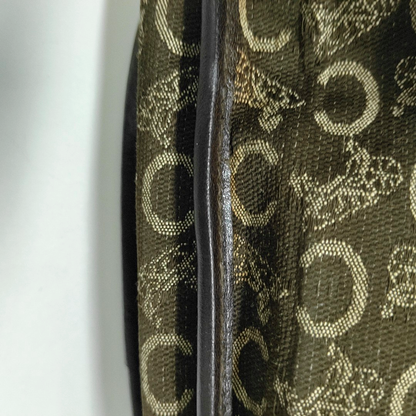 CELINE Brown Canvas Floral Crossbody Single Shoulder Bag Golden hardware Removable shoulder strap-(SKU)-13628676
