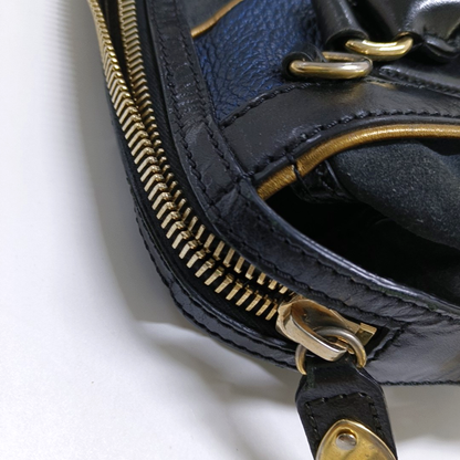 BURBERRY Tote bag Black leather handbag Golden Silver Hardware-(SKU)-955892032
