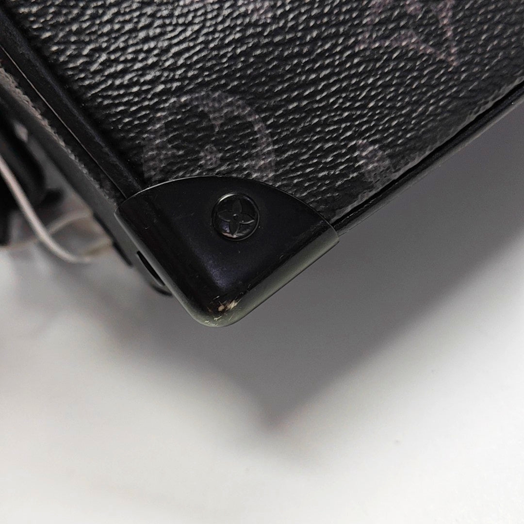 LOUIS VUITTON SOFT TRUNK Mini Black Coated Canvas Monogram Studs Black Samurai Shoulder Bag with Removable Straps-(SKU)-970537657