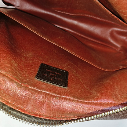 LOUIS VUITTON DAMIER EBENE Large size Brown Coated Canvas Checkered Handbag Golden hardware-(SKU)-930402933