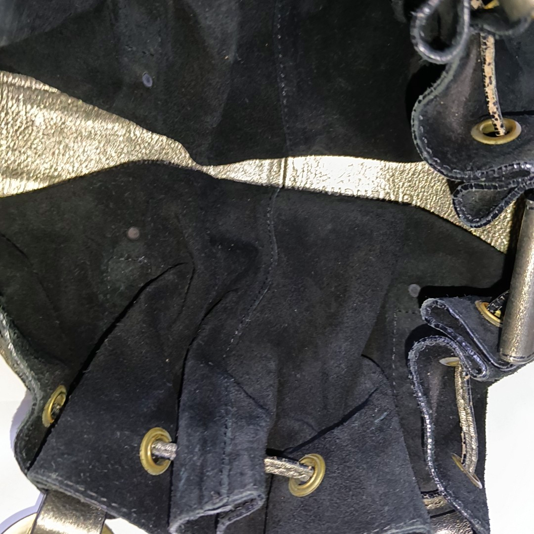 GIVENCHY Tote bag Black suede fringed woven handbag Golden hardware-(SKU)-943630659