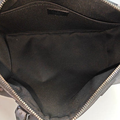 LOUIS VUITTON KEEPALL Black Coated Canvas Monogram Black Samurai Single Shoulder Bag Crossbody Bag with Silver Hardware and Removable Strap-(SKU)-964122055