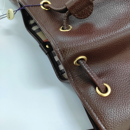 BURBERRY Bucket bag Dark Brown Cowhide Shoulder Bag Single Shoulder Bag Handbag Golden hardware-(SKU)-960309716