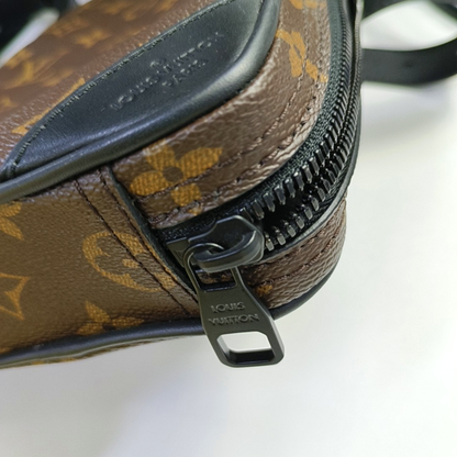 LOUIS VUITTON UTILITY SIDE Brown Coated Canvas Monogram Vernis Camera Bag Fanny Pack Crossbody Bag Shoulder Bag Adjustable Strap Black Hardware 2 Removable Shoulder Straps-(SKU)-945801614