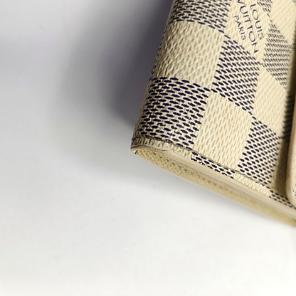 LOUIS VUITTON PORTE MONNAIE White Coated Canvas Checkered Wallet Golden hardware-(SKU)-952912315