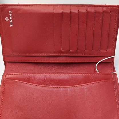 CHANEL Red Cowhide Diamond Quilted Wallet Red Hardware 16nan-(SKU)-959584010