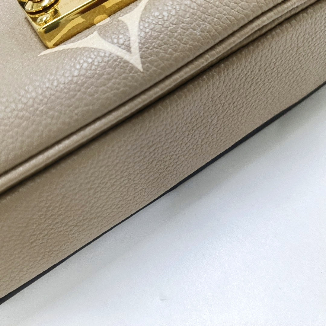 LOUIS VUITTON MÉTIS EAST WEST Elephant Grey Leather Monogram Embossed Messenger Bag Shoulder Bag Tote Bag Golden Hardware 2 Removable Shoulder Straps-(SKU)-965421523